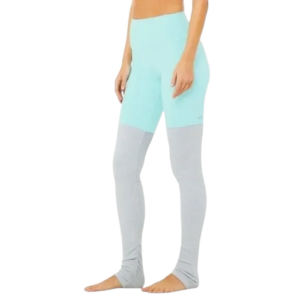 Alo Yoga High Waist Goddess‎ Legging Turquoise/ Grey Heather Balletcore Size XS
